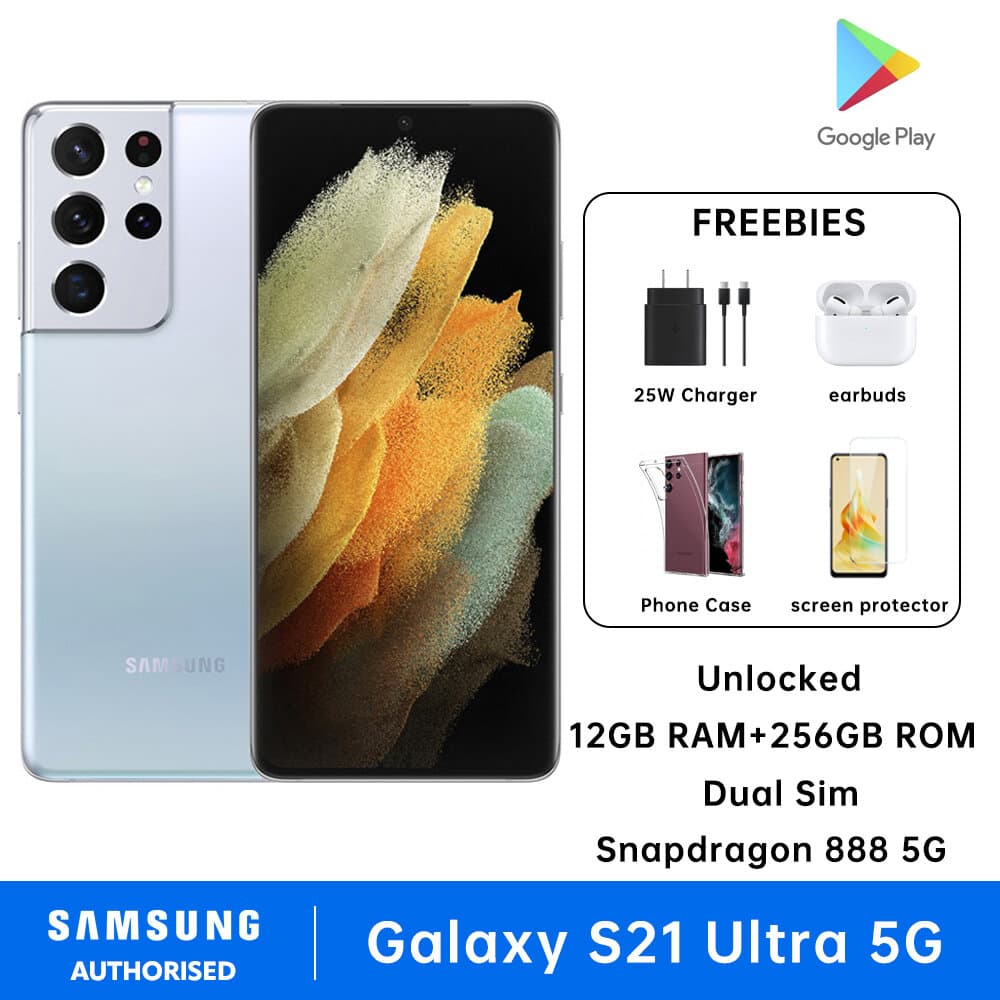 Samsung Galaxy S21 Ultra 5G Smartphones Dual Sim 12GB RAM + 256GB ROM Snapdragon 888 5G 5000 mAh SM-G9980