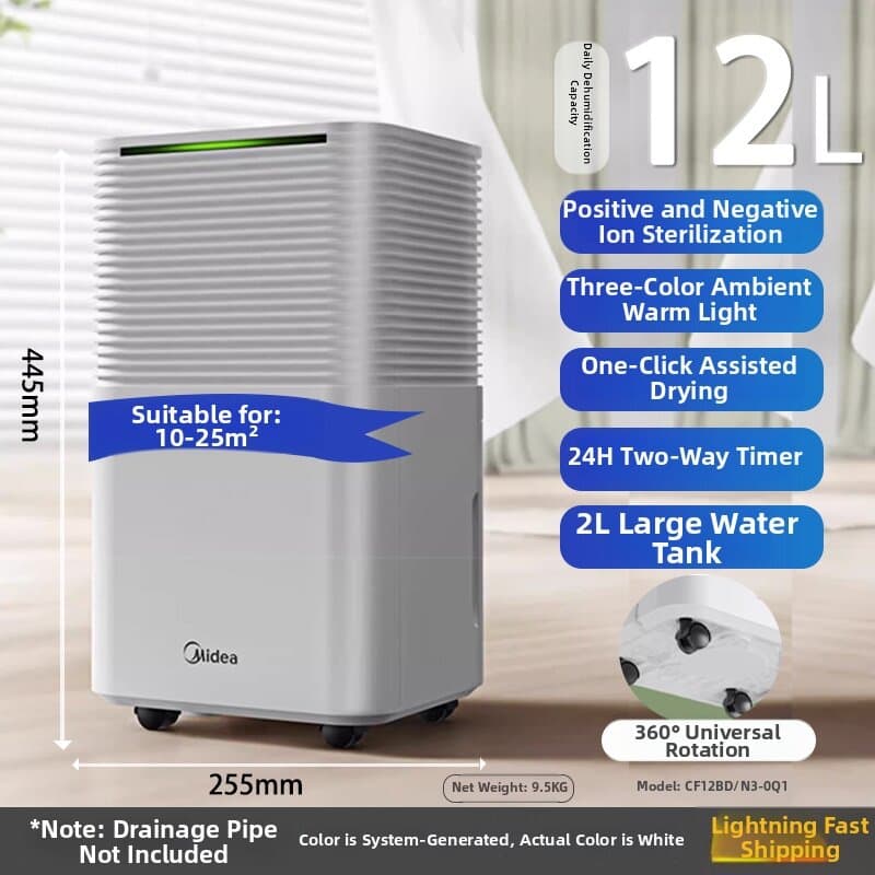 High Power Portable Dehumidifier 20L Continuous Dehumidification Quick Drying Anti Mold for Basement Bedroom Living Room Home Use