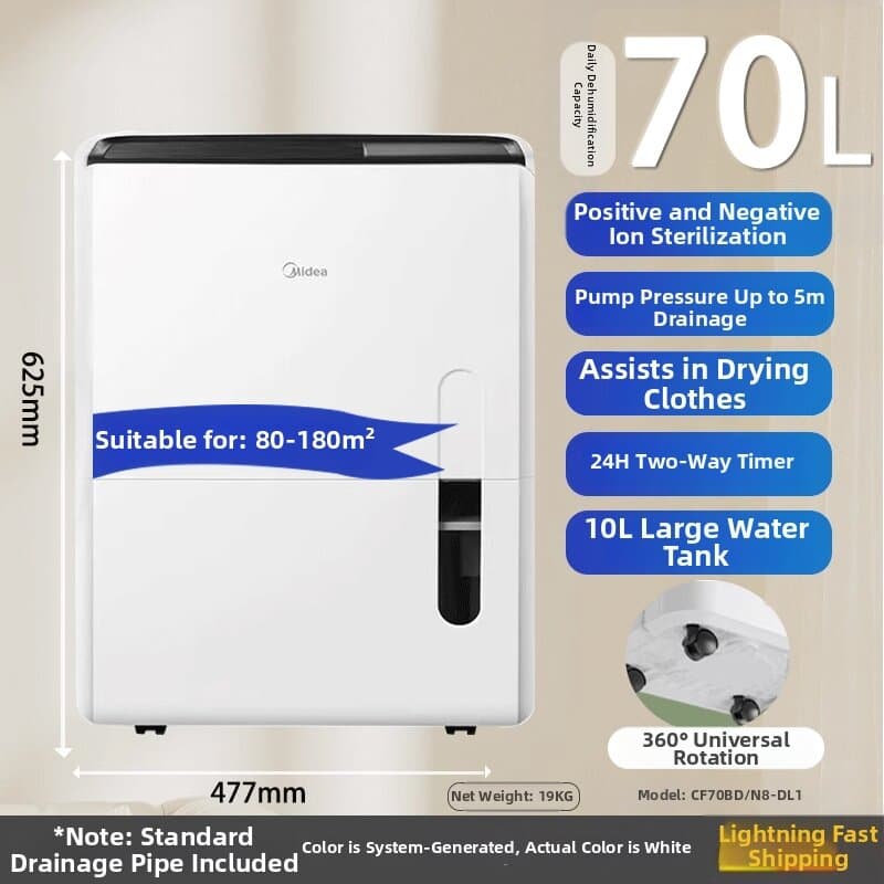 High Power Portable Dehumidifier 20L Continuous Dehumidification Quick Drying Anti Mold for Basement Bedroom Living Room Home Use