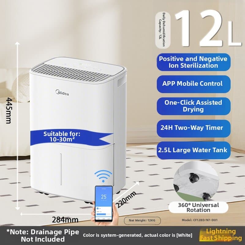 High Power Portable Dehumidifier 20L Continuous Dehumidification Quick Drying Anti Mold for Basement Bedroom Living Room Home Use