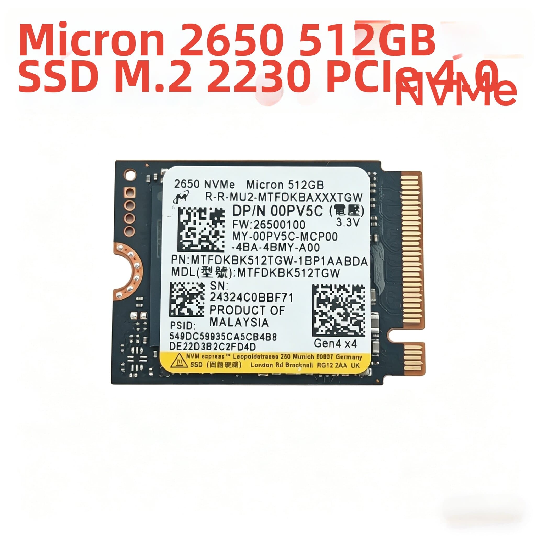 PCIe4.0 NVMe SSD 512GB