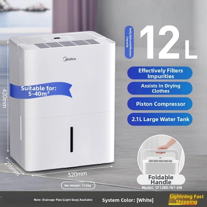 High Power Portable Dehumidifier 20L Continuous Dehumidification Quick Drying Anti Mold for Basement Bedroom Living Room Home Use