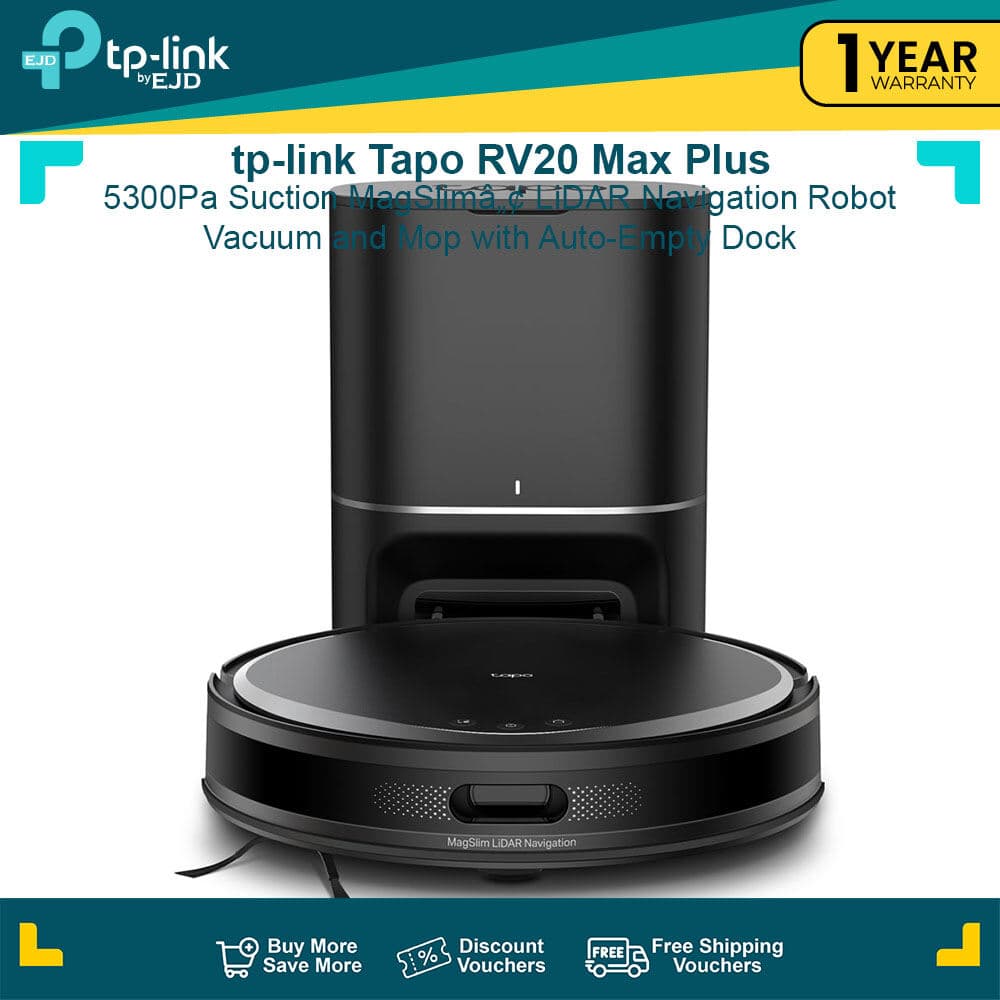 tp-link Tapo RV20 Max Plus 5300Pa Suction MagSlim LiDAR Navigation Robot Vacuum & Mop w/ Auto-Empty Dock