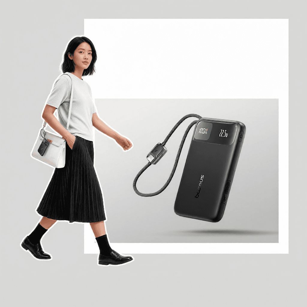 Air Travel Approved Compact Fast-Charging Large-Capacity USB Cable Included Power Bank 20000mAh