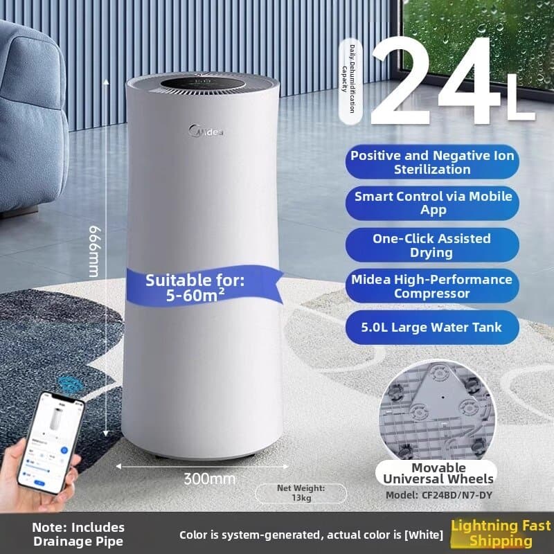 High Power Portable Dehumidifier 20L Continuous Dehumidification Quick Drying Anti Mold for Basement Bedroom Living Room Home Use
