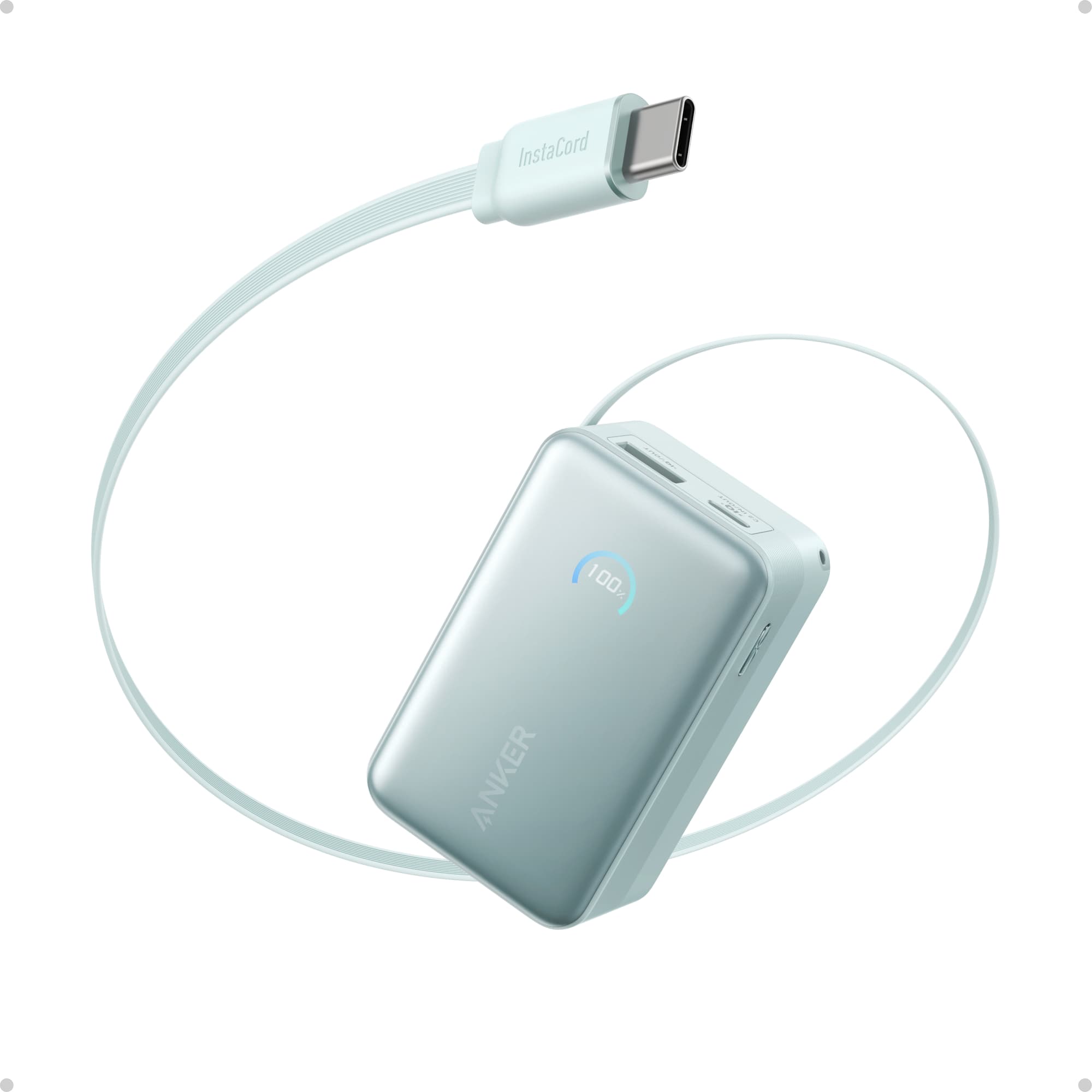 Anker Nano Portable Charger, 10,000mAh 45W Max Compact Power Bank, Travel Essential Phone Battery Pack with 2.3 ft InstaCord Retractable Cable for iPhone 17/16 Series, iPad, Galaxy, Pixel, and More A1638