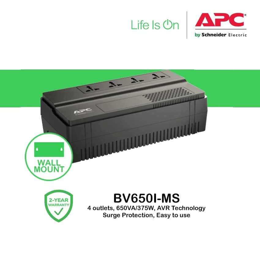 APC Power Supply BV650I-MS 650VA/375Watts Line Interactive with AVR