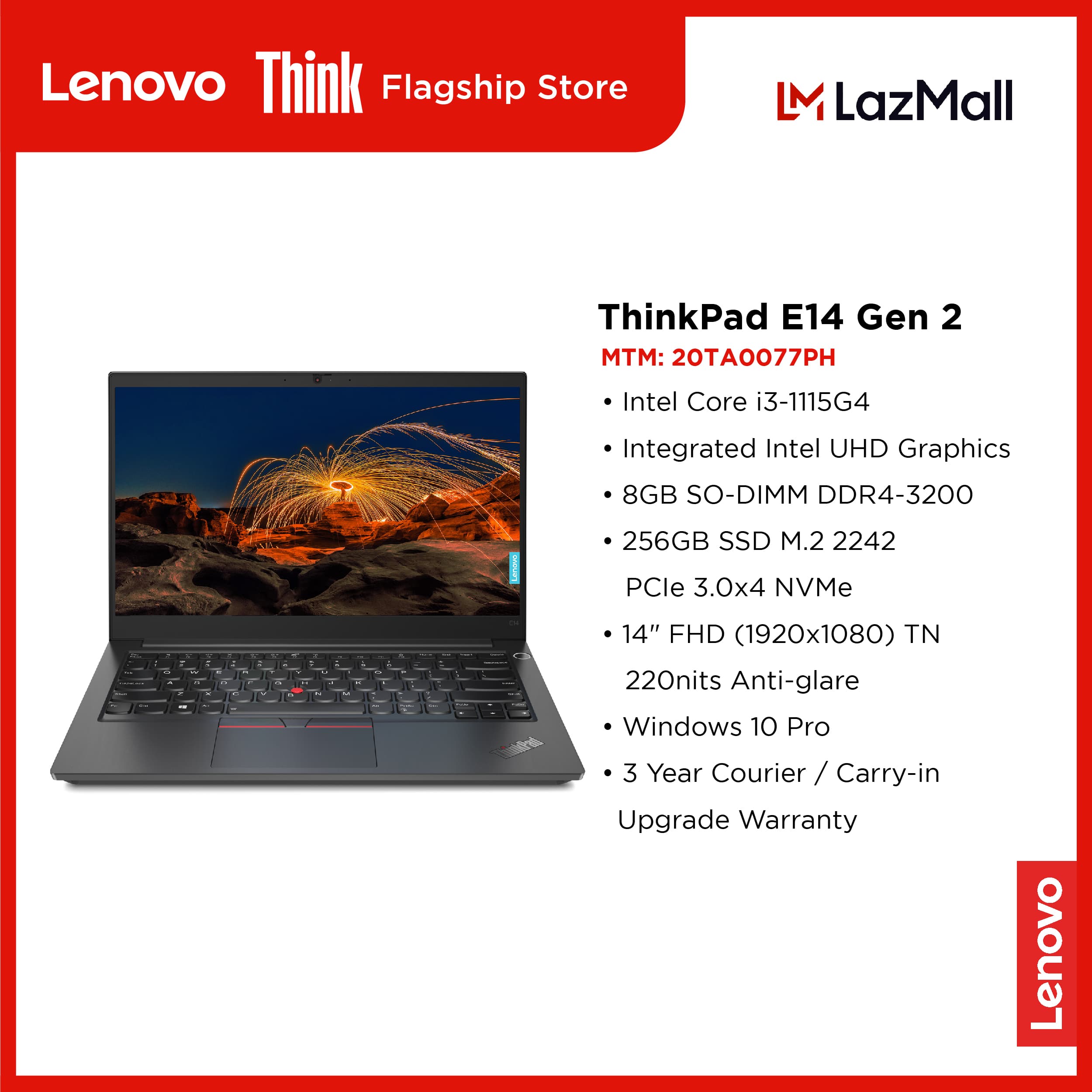 Lenovo ThinkPad E14 Gen 2-ITU T Laptop Black