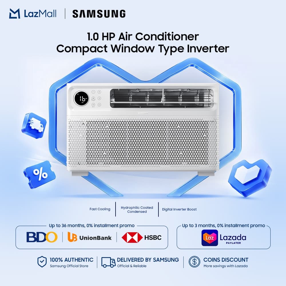 Samsung 1.0HP Compact Window Type Inverter Air Conditioner, Fast Cooling, Energy Saving