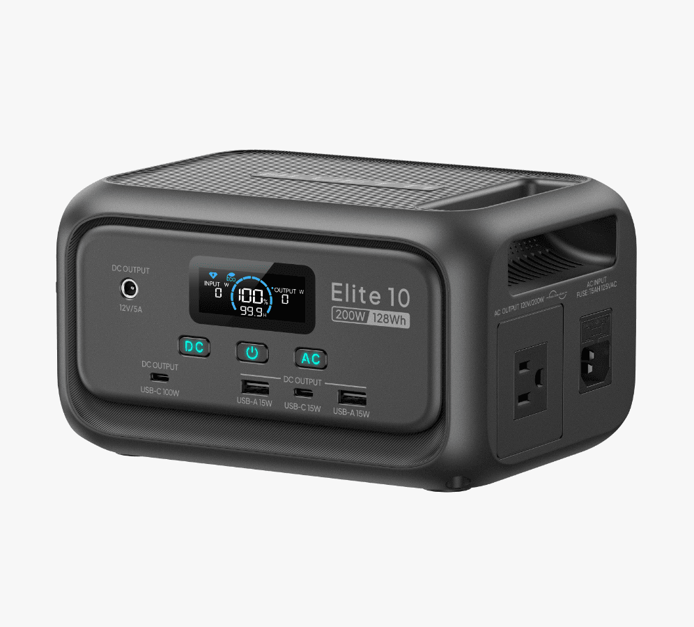 BLUETTI Elite 10 Mini Portable Power Station, 128Wh 34,595mAh LiFePO4 Battery with 200W AC Outlet, 10ms UPS Backup, Fast Recharge Solar Generator for Camping, Travel & Outage Emergency Backup