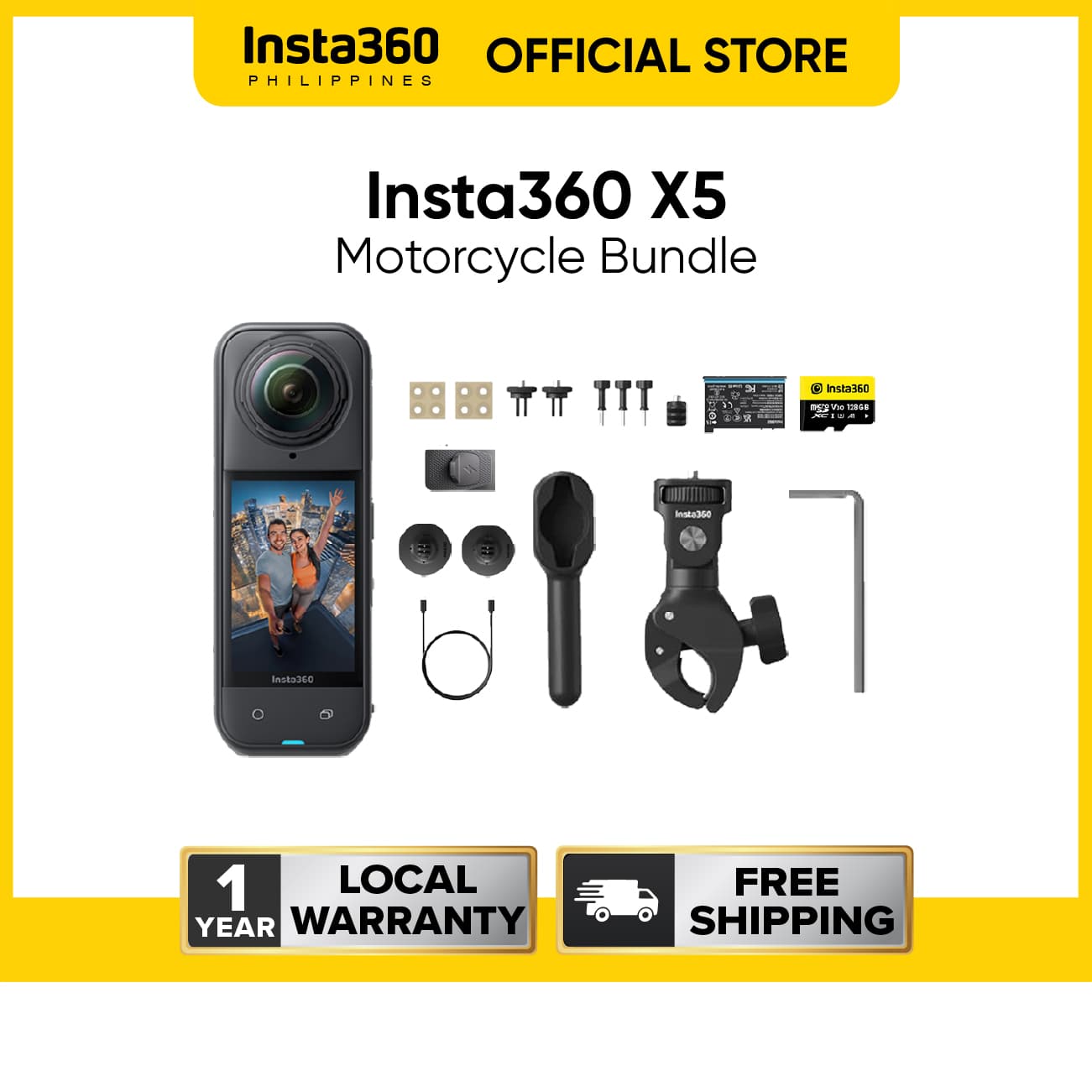 Insta360 X5 360º Waterproof Action Camera with 8K Resolution and Superior Low Light Quality