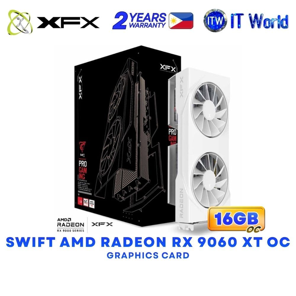 XFX Swift AMD Radeon RX 9060 XT OC Gaming Edition 16GB GDDR6 Dual Fans Graphics Card - Black