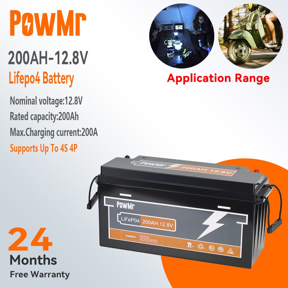 PowMr 12V 100/150/200/300AH LiFePo4 Battery Multi-purpose battery Suitable For Solar home and outdoors Life Time 10 Year Can Up to 4S4P