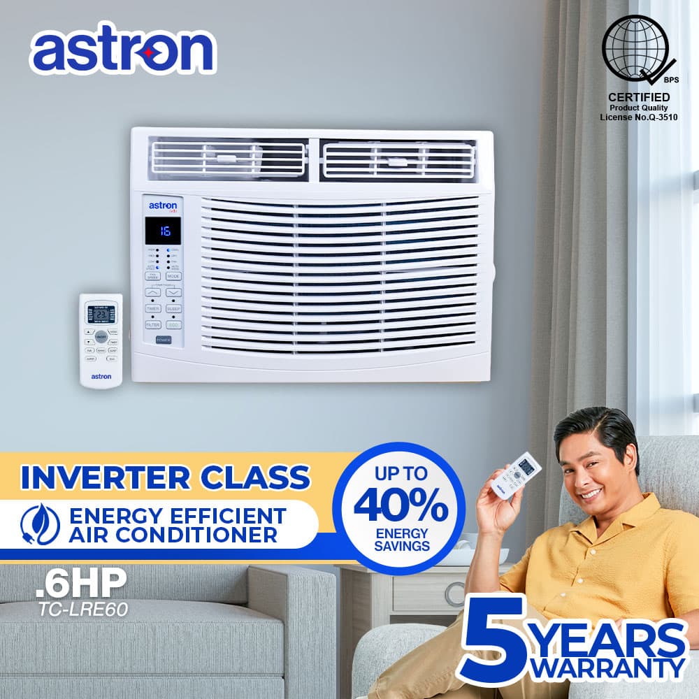 Astron 0.6HP Inverter Class Window Type Aircon with Remote