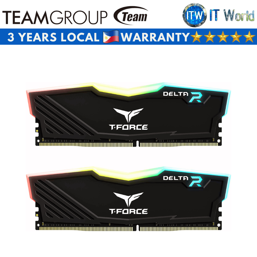 Teamgroup T-Force Delta RGB 16GB (2x8GB) DDR4-3600Mhz CL18 Gaming Desktop Memory (Black/White)