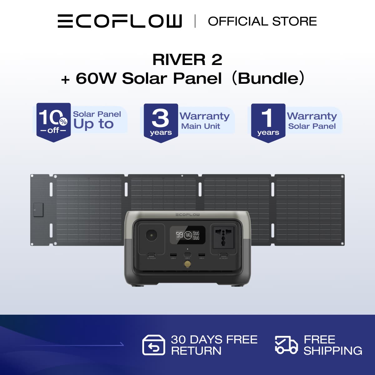 EcoFlow 240Wh River 2 Portable Power Station Solar Generator with LiFeP04 Quick Charge in 1 Hour Up to 600 W Power for Emergency Power Camping Motor Homes Home