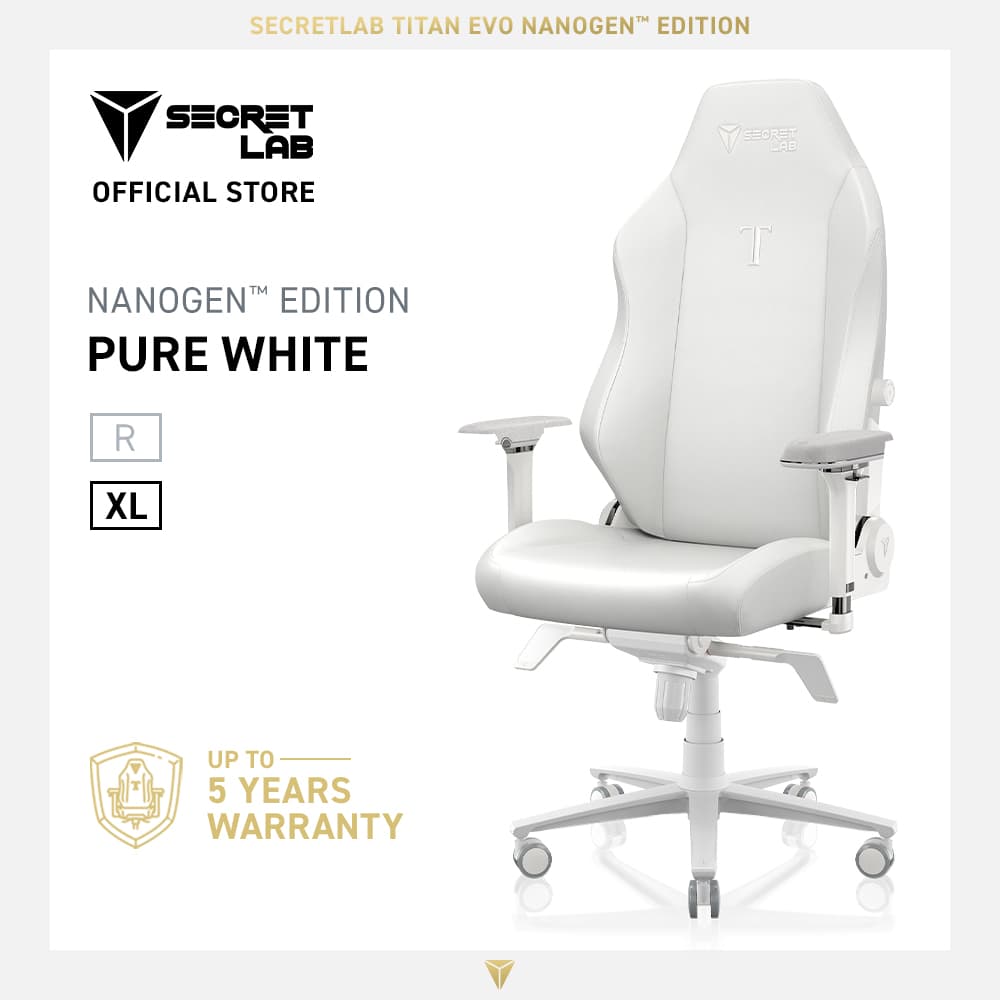 Secretlab TITAN Evo NanoGen™ Edition with Next-Gen Materials Chair - Pure White with Head Pillow