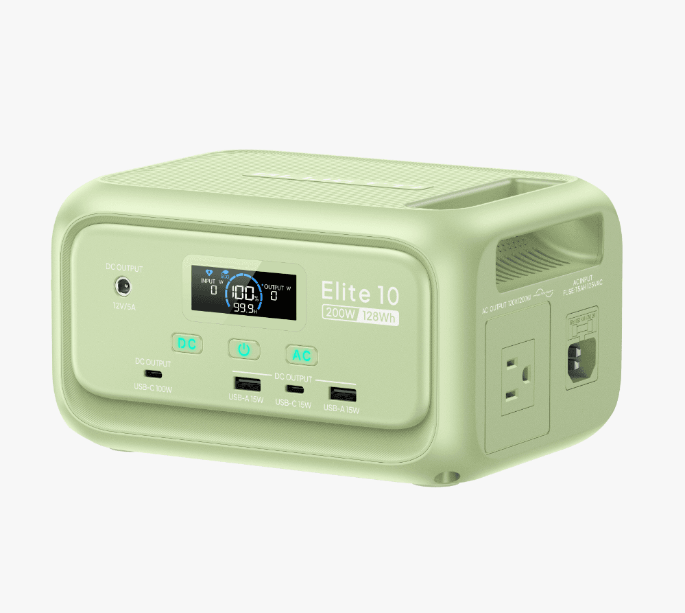 BLUETTI Elite 10 Mini Portable Power Station, 128Wh 34,595mAh LiFePO4 Battery with 200W AC Outlet, 10ms UPS Backup, Fast Recharge Solar Generator for Camping, Travel & Outage Emergency Backup