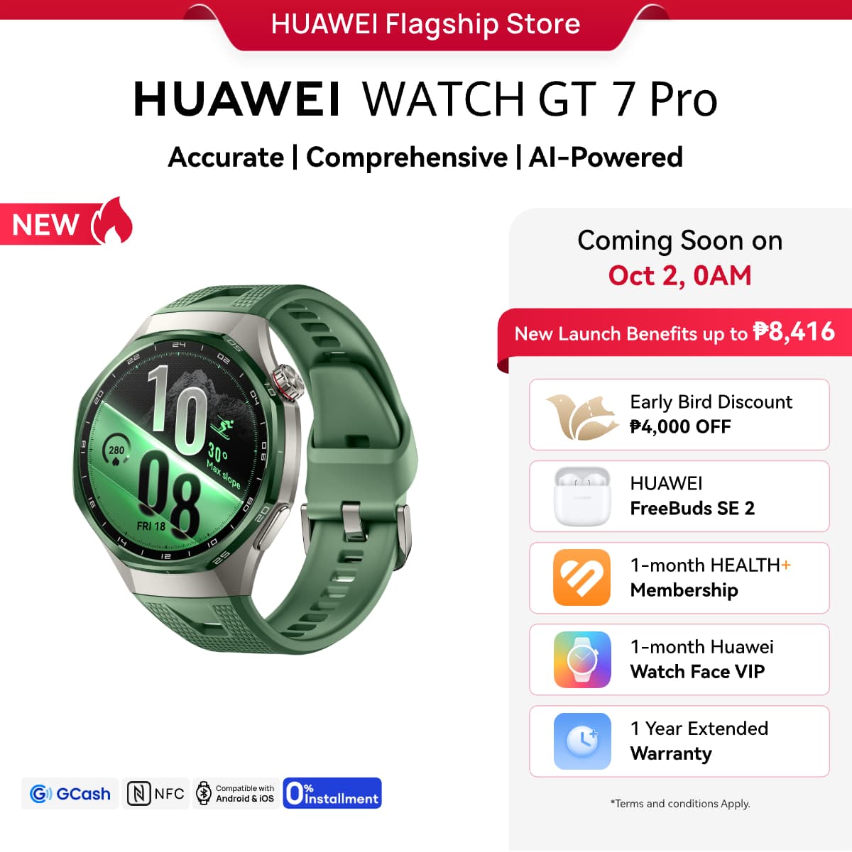 HUAWEI WATCH GT 7 Series Smartwatch l Coronary Heart Disease Study l Advanced Health Intelligence l AI-Powered Sport Performance l Up to 21-Day Battery Life l iOS & Android Compatible