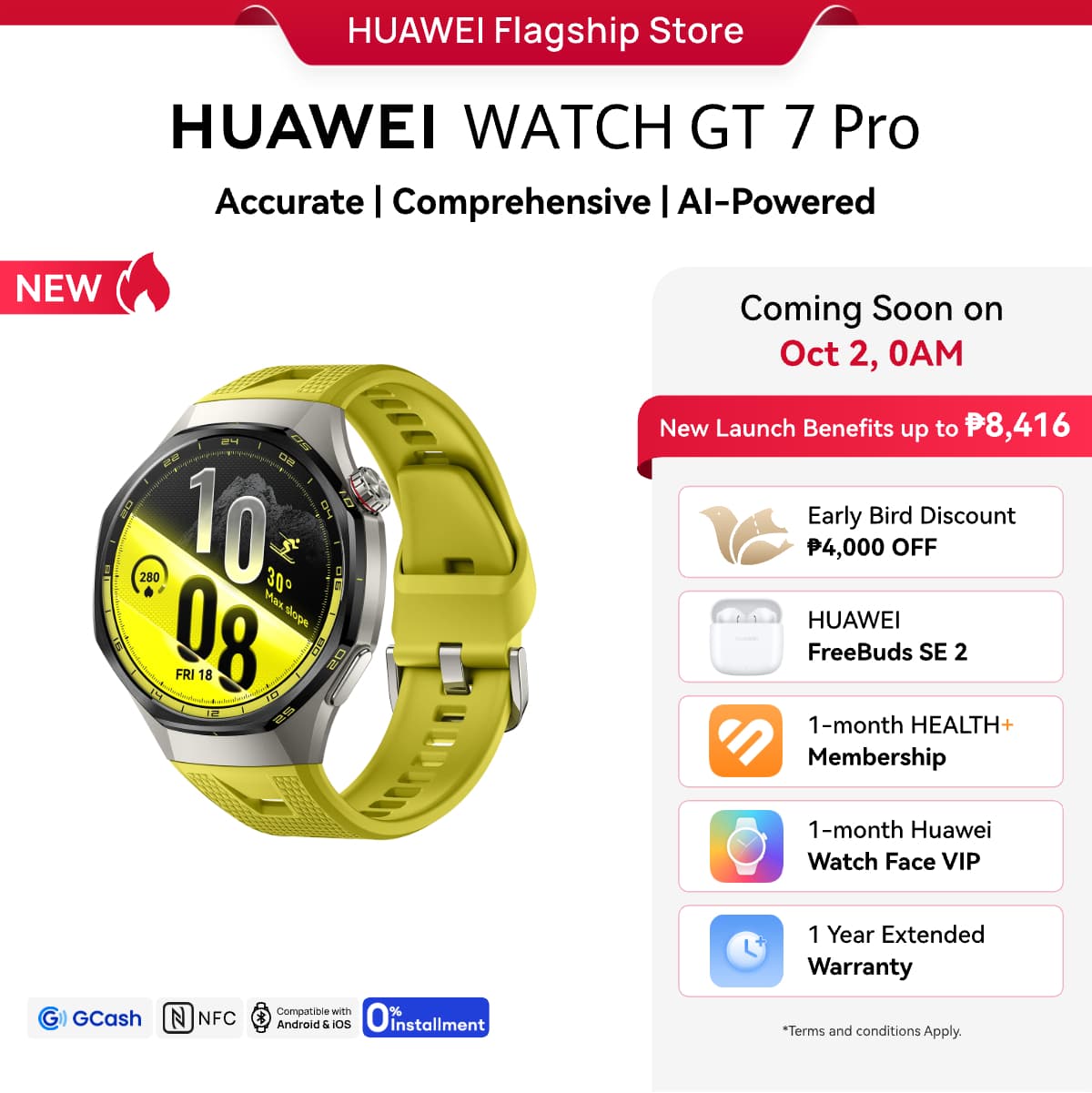 HUAWEI WATCH GT 7 Series Smartwatch l Coronary Heart Disease Study l Advanced Health Intelligence l AI-Powered Sport Performance l Up to 21-Day Battery Life l iOS & Android Compatible