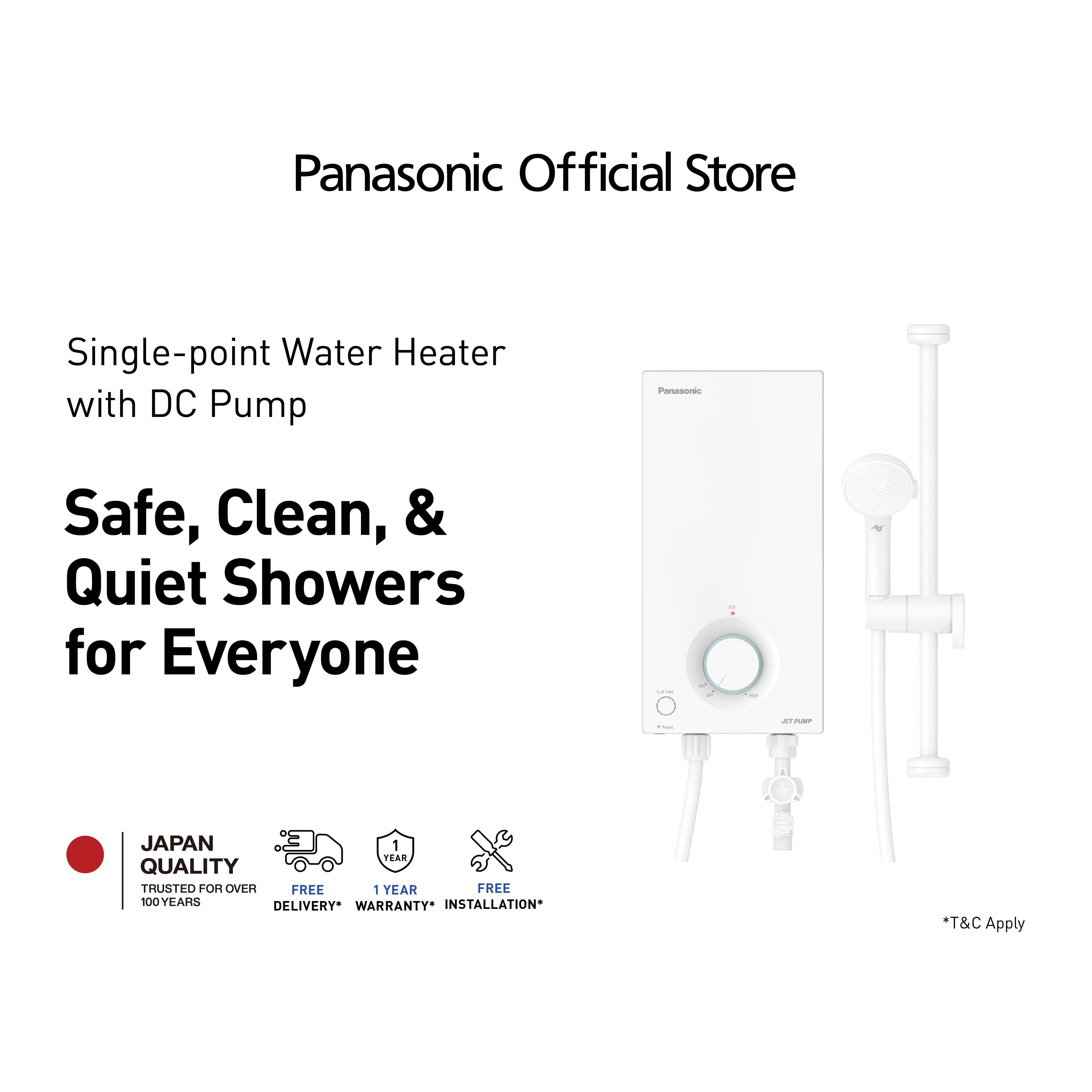 Panasonic DH-3VP1PW 3.5kW Single Point Water Heater w/ JET Pump