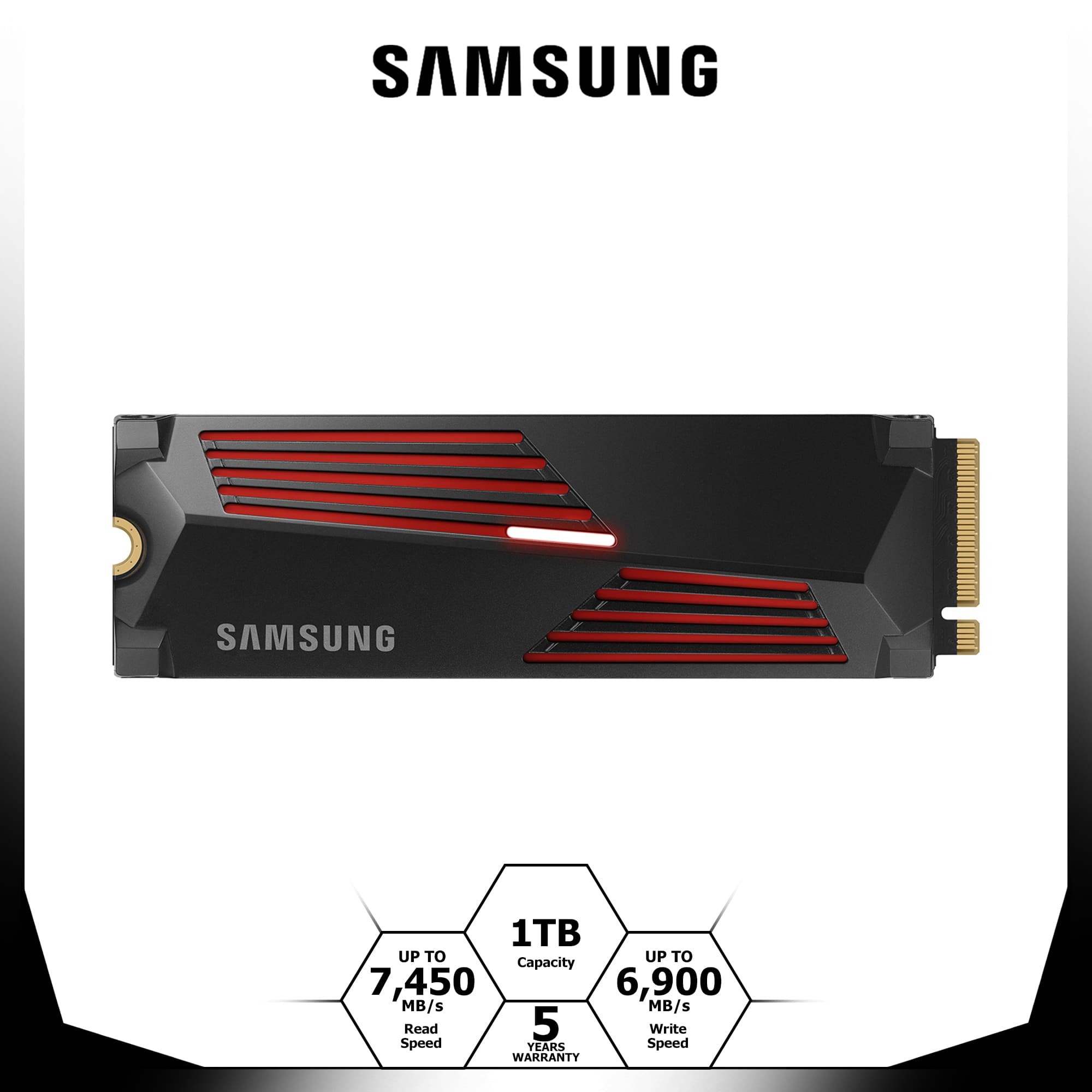 Samsung 990 PRO w/ Heatsink 2TB PCIe 4.0 NVMe SSD, up to 7450 MB/s Read, 6900 MB/s Write, Samsung V-NAND Flash Technology