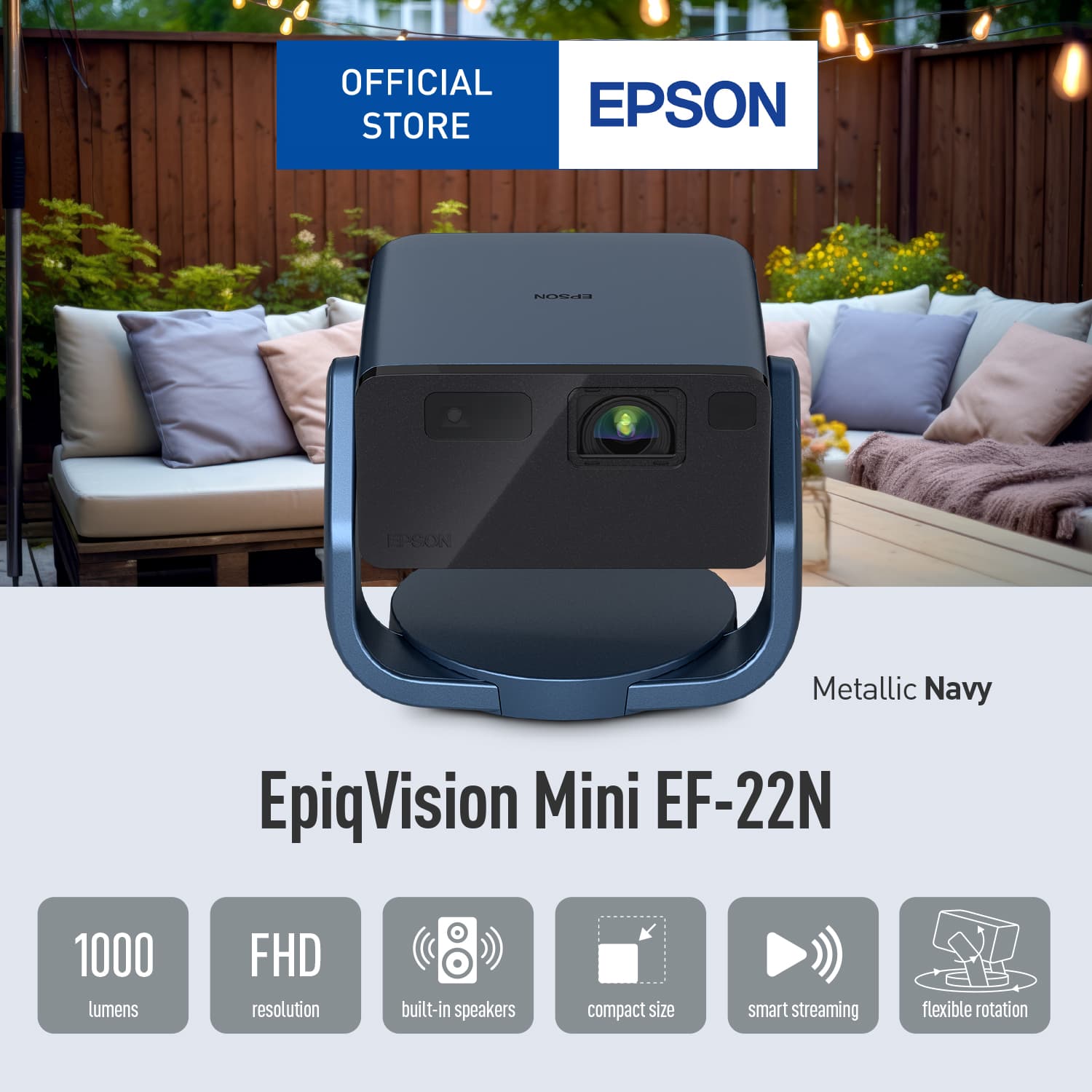Epson EpiqVision Mini EF-22N Full HD Smart Lifestyle Home Projector