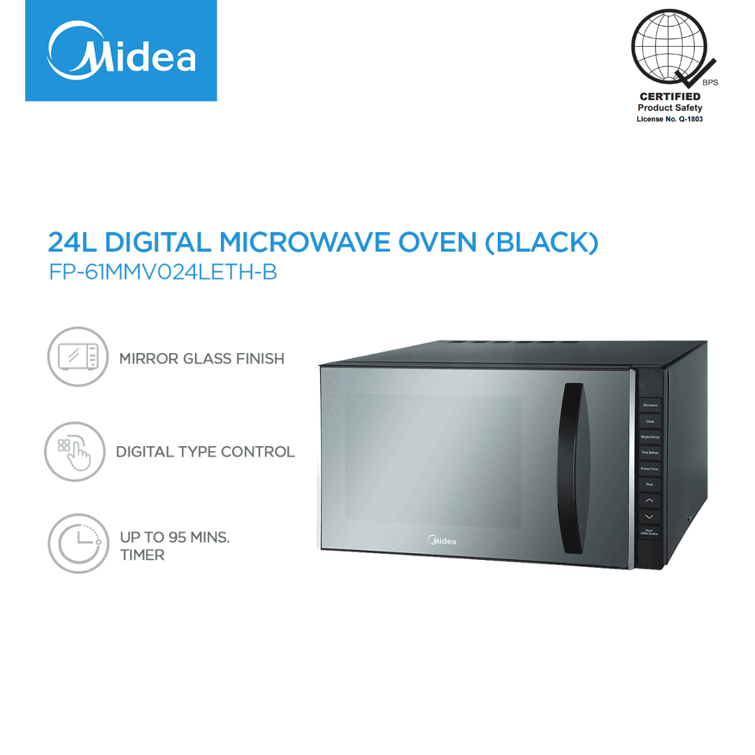 Midea 24L Digital Microwave Oven 8 Preset Cooking Functions Mirror Glass Finish