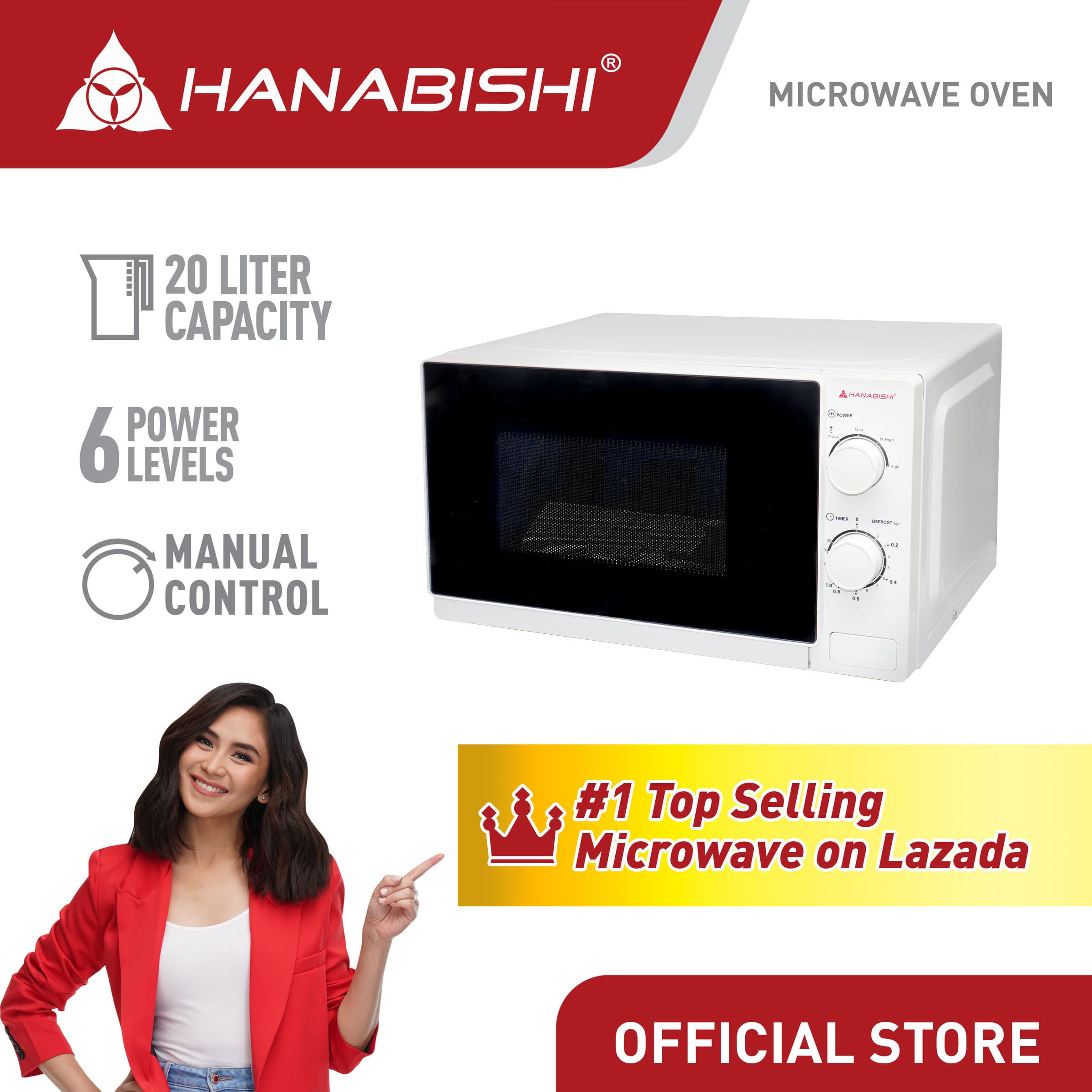 Hanabishi Microwave Oven (Manual) 20 L HMO - 20MDNX1