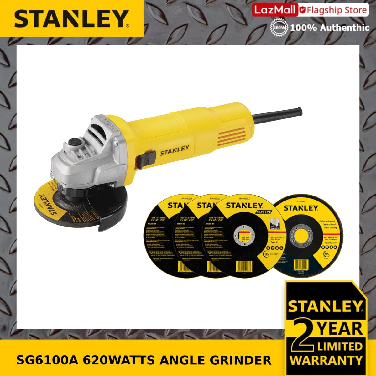 STANLEY® SG6100A 620W 4" Slim Small Angle Grinder Power Tool