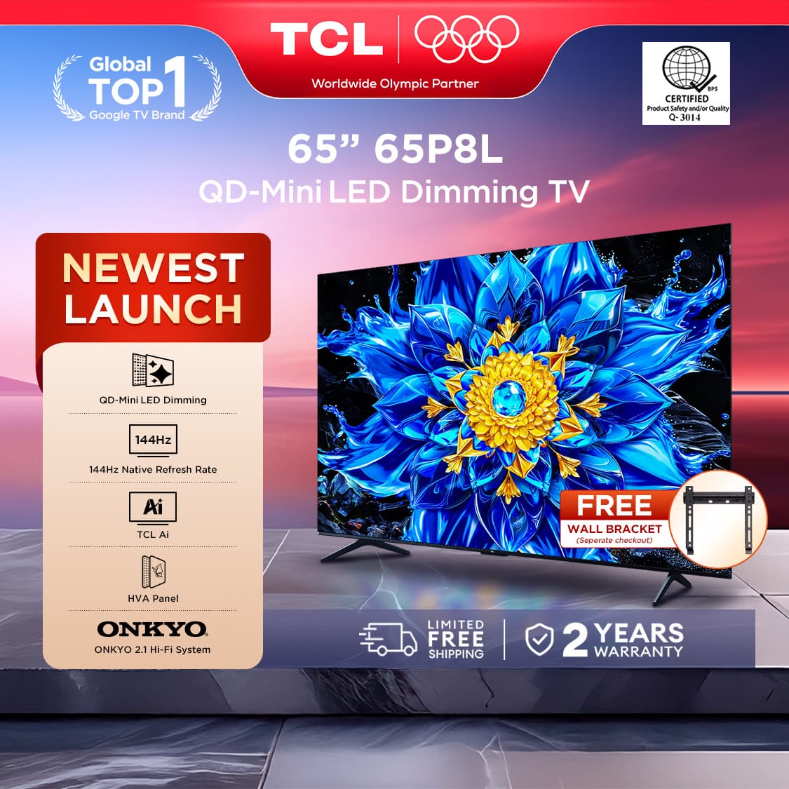 TCL P8L Series Premium QD-Mini LED TV - 55/65/75/98 inch