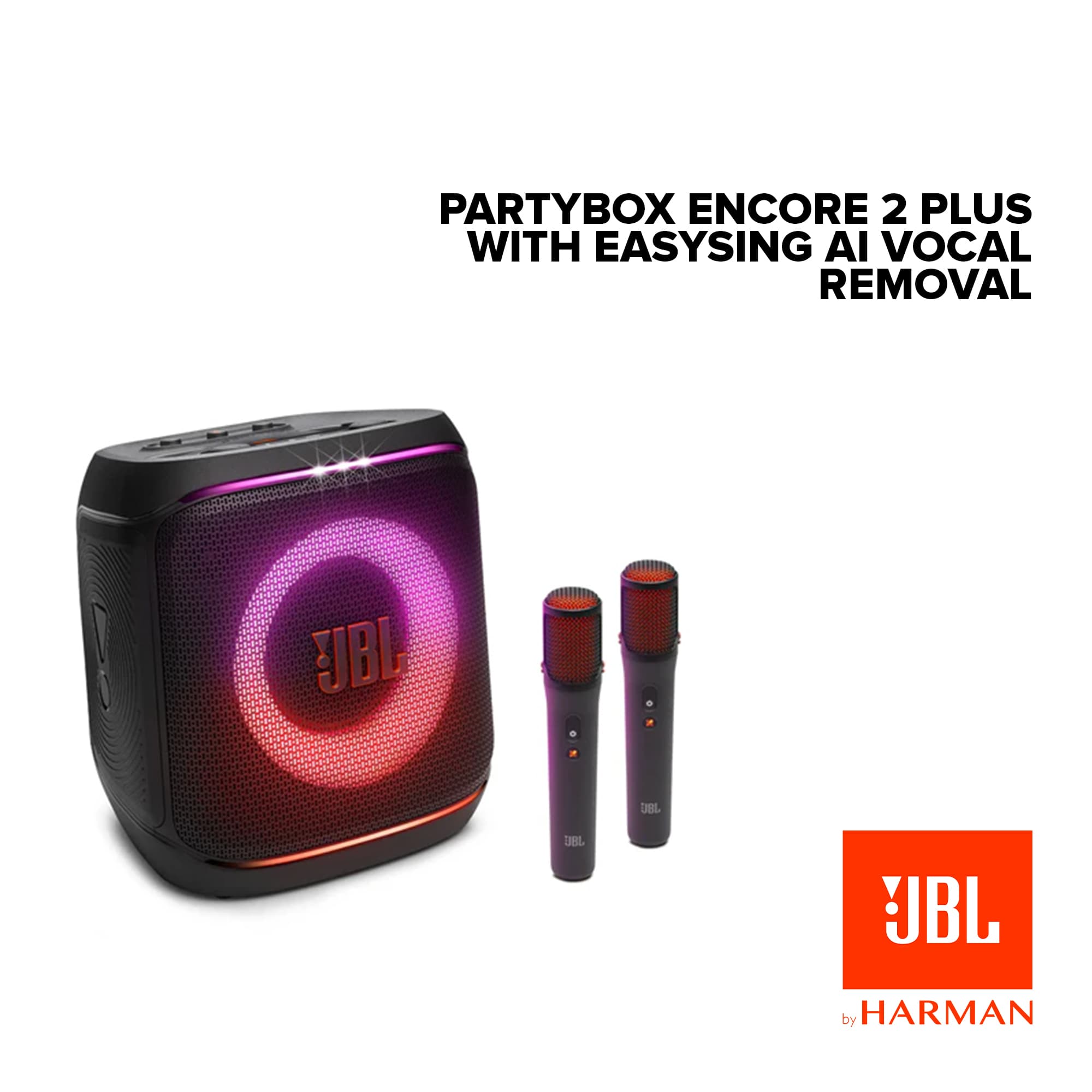 Harman JBL Partybox Encore 2 2025 Version 2 / Encore 2 Plus - 100W Powerful Sound, Built-in Dynamic Light Show, with Digital Wireless Mic and Splashproof Design