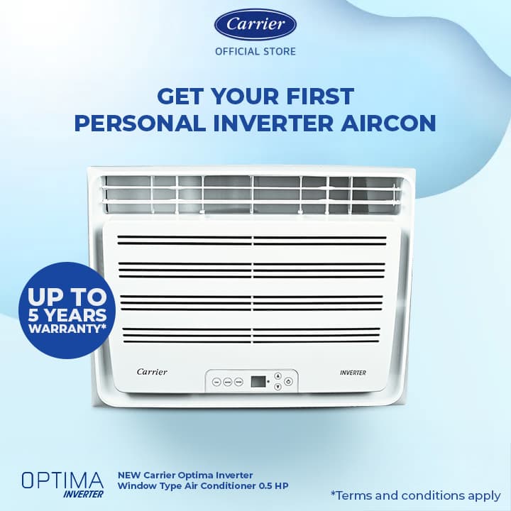 NEW Carrier Optima Inverter Window Type Air Conditioner 0.5HP