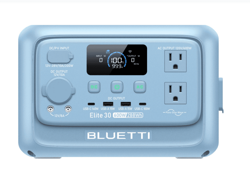 Power outage essential （EB3A upgraded version）BLUETTI Elite 30 V2 288Wh/600W 90,000 mAh (Inverter power 1500W) LiFePO4 Battery 220-240V Portable Power Station Fast Charge Solar Generator