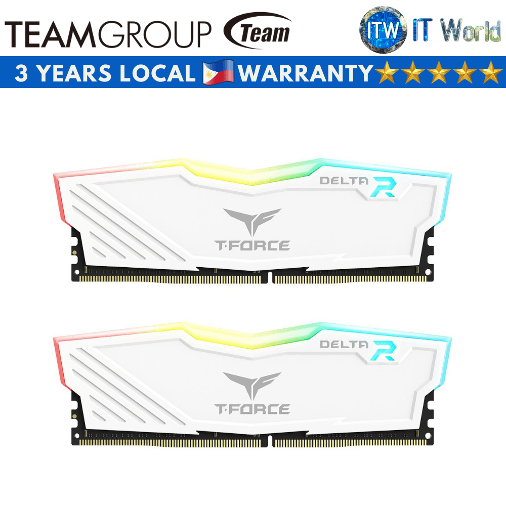 Teamgroup T-Force Delta RGB 16GB (2x8GB) DDR4-3600Mhz CL18 Gaming Desktop Memory (Black/White)