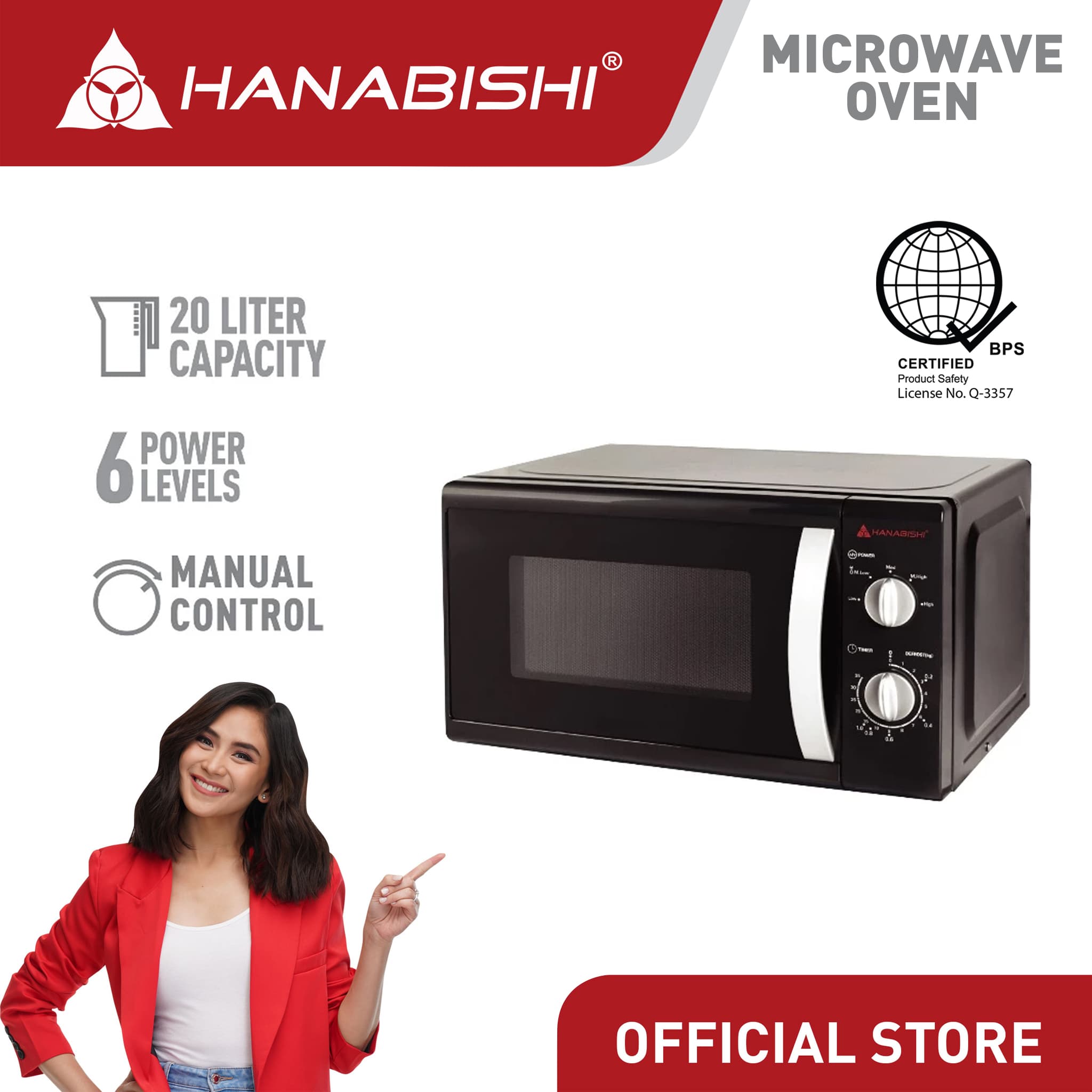 Hanabishi Microwave Oven (Manual) 20 L HMO20MDLX3