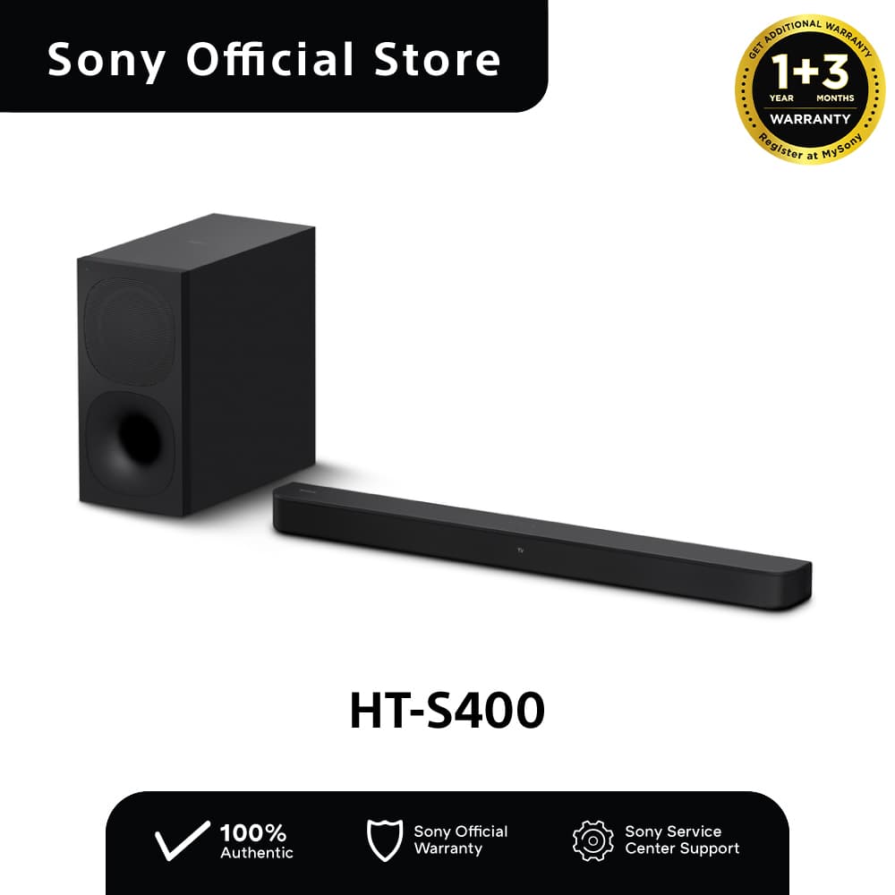 Sony HT-S400 2.1ch Soundbar with powerful wireless subwoofer