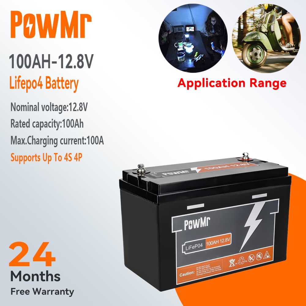 PowMr 12V 100/150/200/300AH LiFePo4 Battery Multi-purpose battery Suitable For Solar home and outdoors Life Time 10 Year Can Up to 4S4P