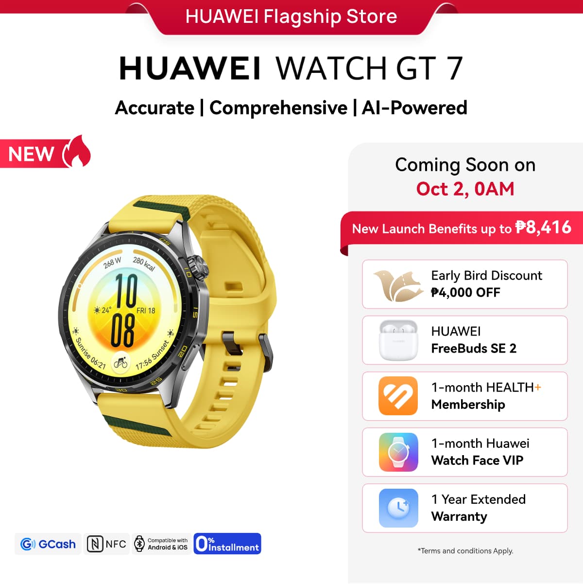 HUAWEI WATCH GT 7 Series Smartwatch l Coronary Heart Disease Study l Advanced Health Intelligence l AI-Powered Sport Performance l Up to 21-Day Battery Life l iOS & Android Compatible