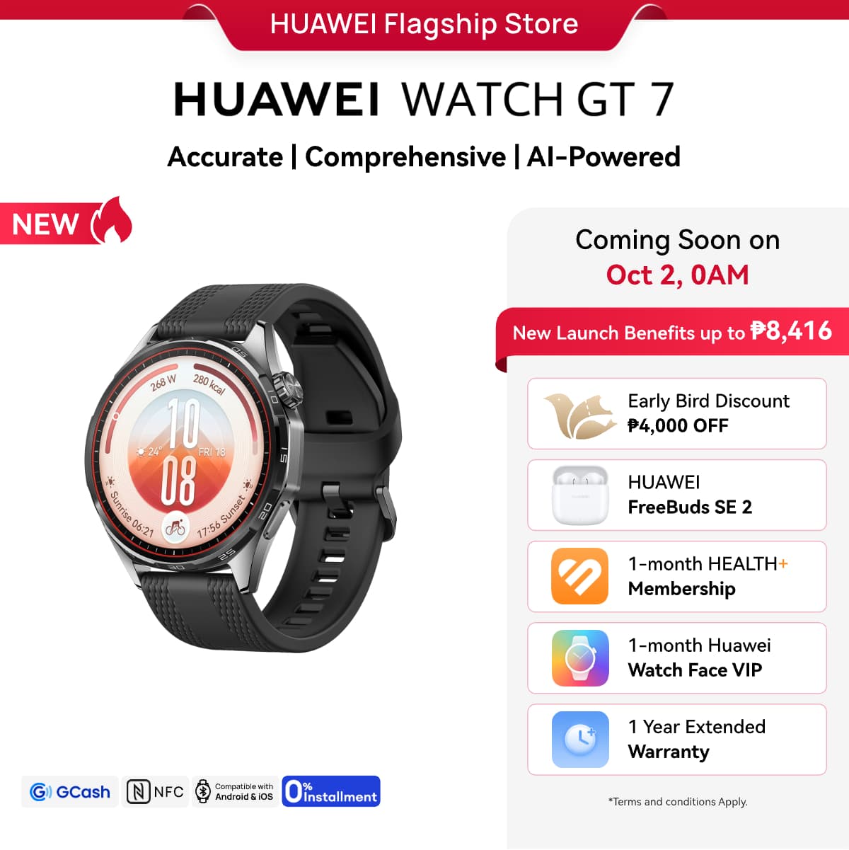 HUAWEI WATCH GT 7 Series Smartwatch l Coronary Heart Disease Study l Advanced Health Intelligence l AI-Powered Sport Performance l Up to 21-Day Battery Life l iOS & Android Compatible