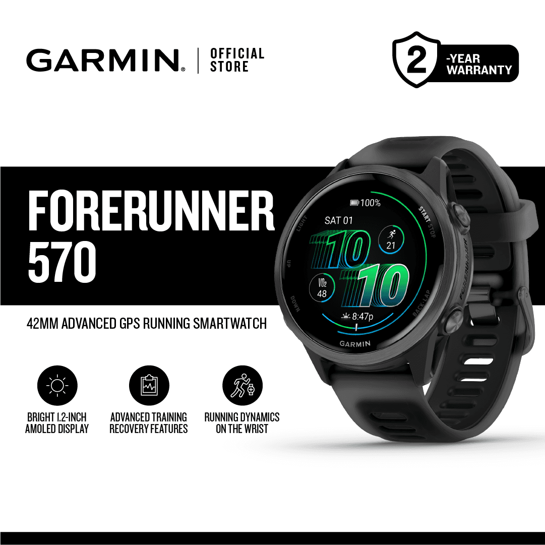 Garmin Forerunner 570, Running Fitness, Smartwatch - New Advanced GPS Fitness Tracker with Heart Rate Monitor & Built-in Speaker