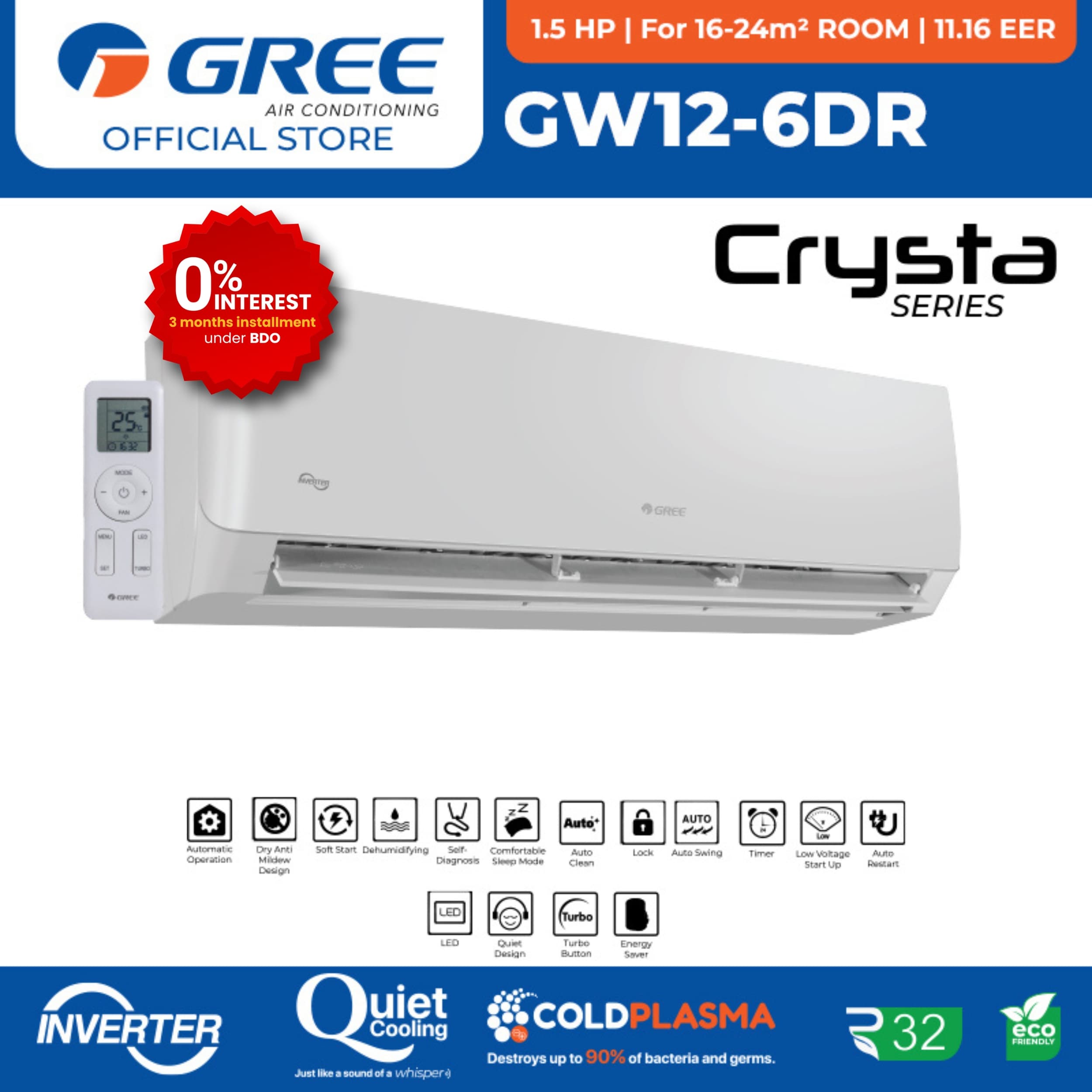 Gree GW12-6DR 1.5HP Wall Mounted Split Type Inverter Aircon
