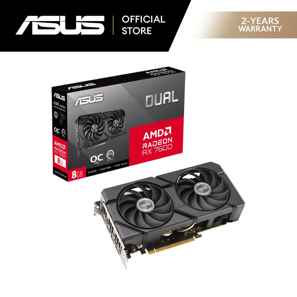 Asus Dual AMD Radeon RX 7600 EVO OC Edition 8GB GDDR6 128-bit Video Card - PC Graphics Hardware