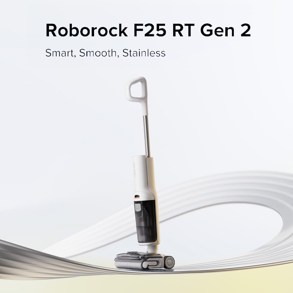 Roborock F25 RT GEN 2 Wet & Dry Cordless Vacuum Cleaner 20KPa Suction, Self-Cleaning & Drying, 100% Anti-Hair Tangle,180°Lie-Flat Reach Low Space, ＜1mm floor Edge-clean