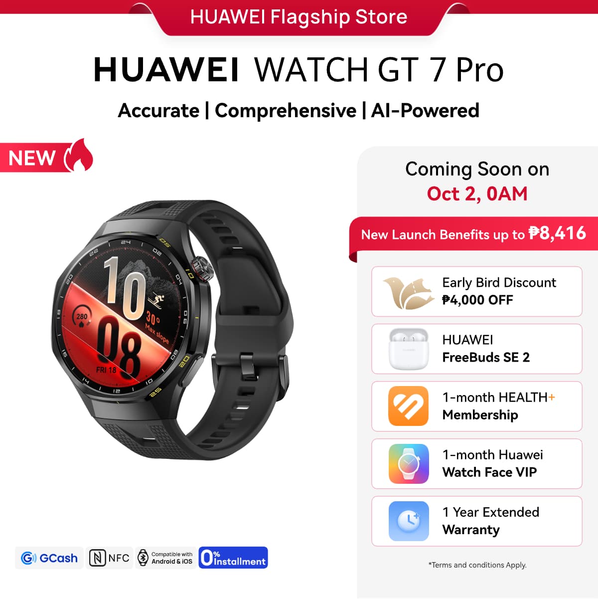 HUAWEI WATCH GT 7 Series Smartwatch l Coronary Heart Disease Study l Advanced Health Intelligence l AI-Powered Sport Performance l Up to 21-Day Battery Life l iOS & Android Compatible