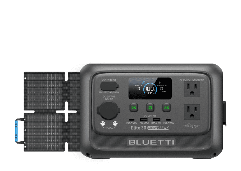 BLUETTI （EB3A upgraded version）Elite 30 V2 288WH Portable Power Station Solar Generator with LiFeP04 Fast Charge Up to 1500 W Power for Emergency Power Camping Motor Homes Home