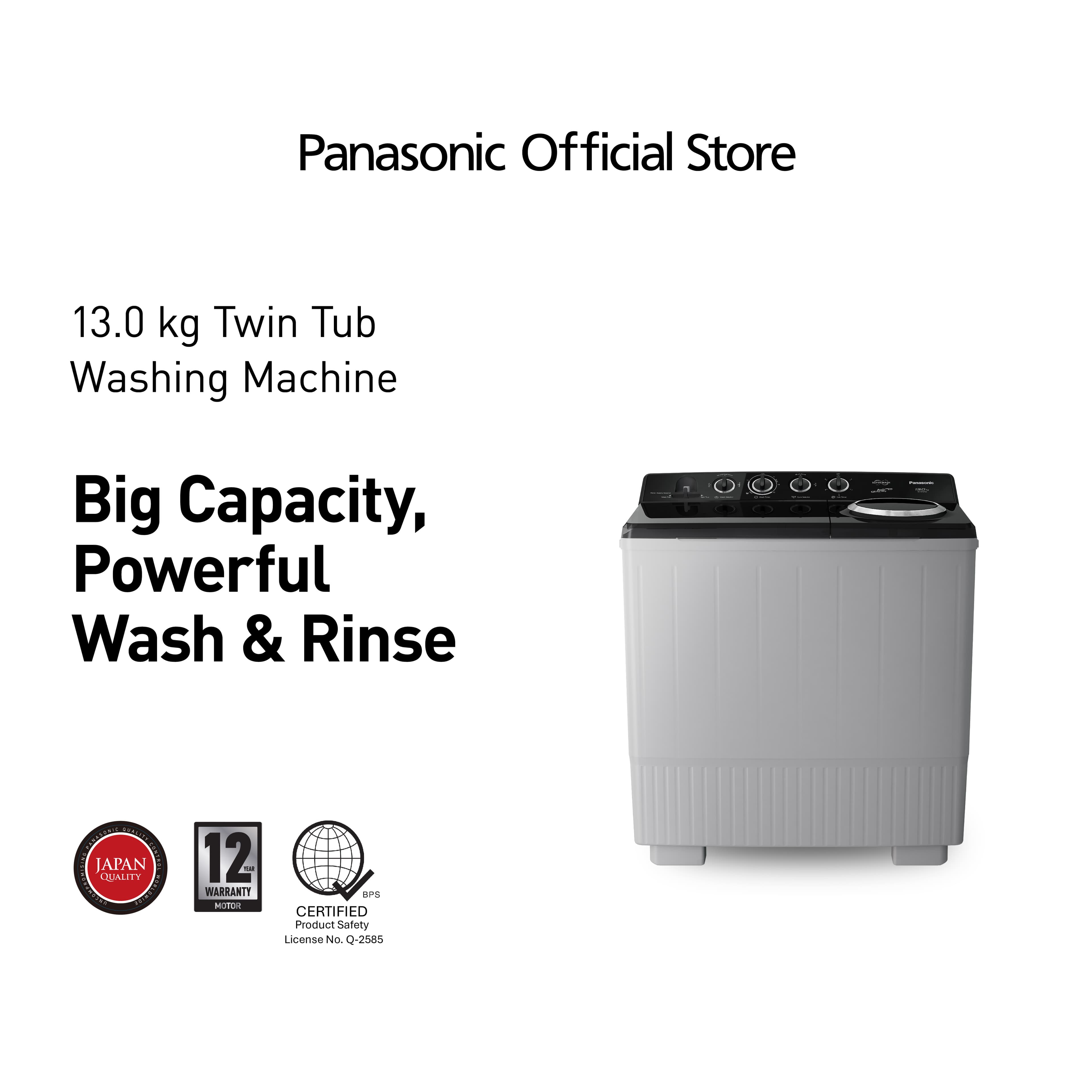 Panasonic NA-W13XG2BPH 13Kg Twin Tub Washing Machine - Big Capacity, Powerful Wash & Rinse - Home Appliances Laundry Washer