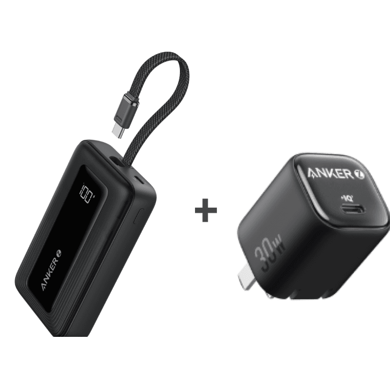 Upgraded Safe Battery Anker Zolo Power Bank 10K - 30W, Built-In USB-C Cable, Compatible with MacBook, iPhone 15/15 Plus/15 Pro/15 Pro Max/14 Series, Samsung A1689