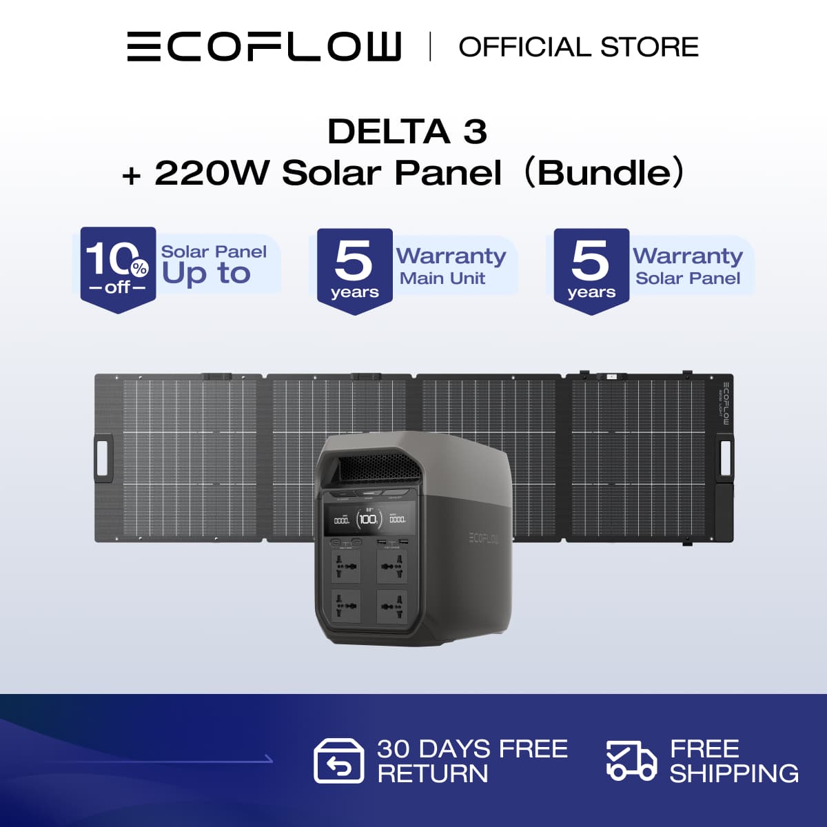 EcoFlow Portable Power Station DELTA 3, 1024Wh LFP Battery Solar Generator Electric Generator with UPS for Home Backup, Camping RV