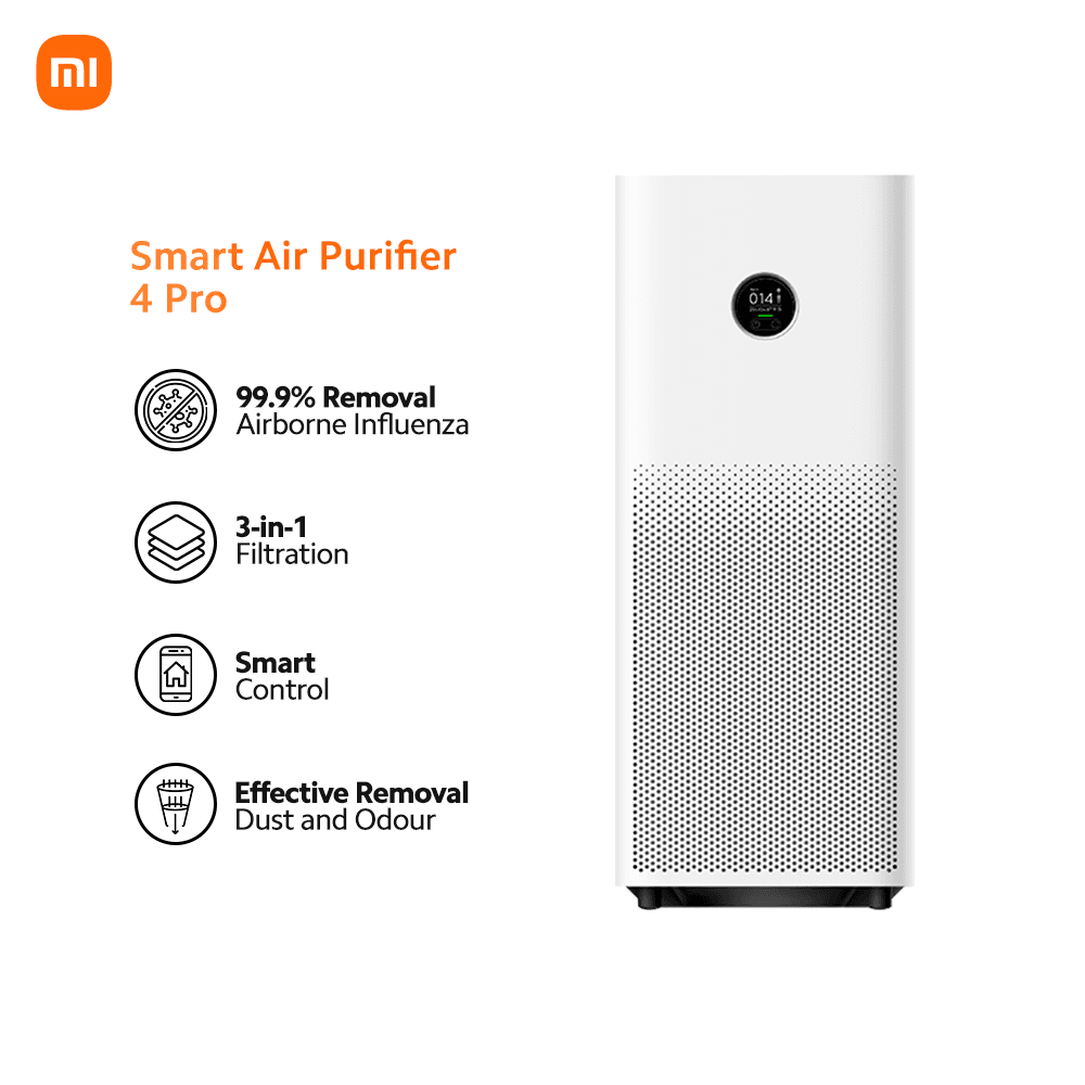 Xiaomi Smart Air Purifier 4 Pro - (35-60m² Effective Room Area) Voice Control & App Control